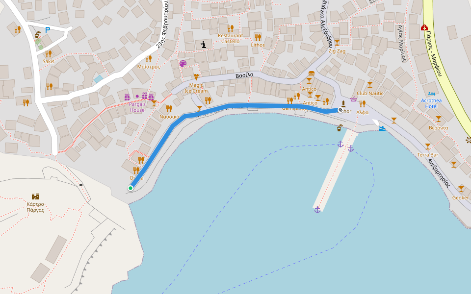 Λαμπράκη Γρηγορίου walking route map in Parga
