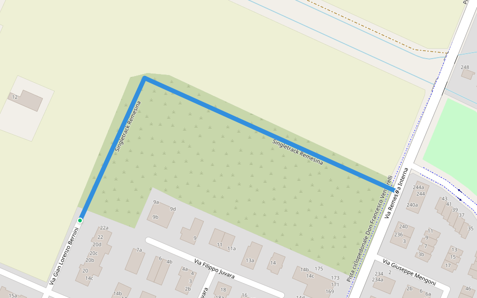 Via Gian Lorenzo Bernini walking route map in Carpi