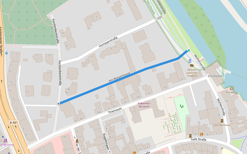 Am Waisenhause walking route map in Rheine