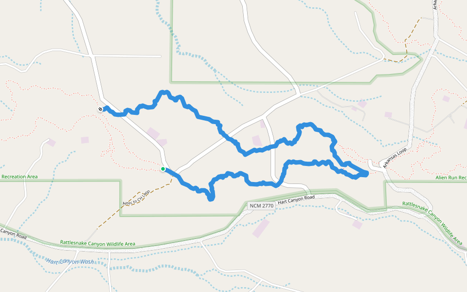 Alien Run - Long Loop walking route map in Aztec