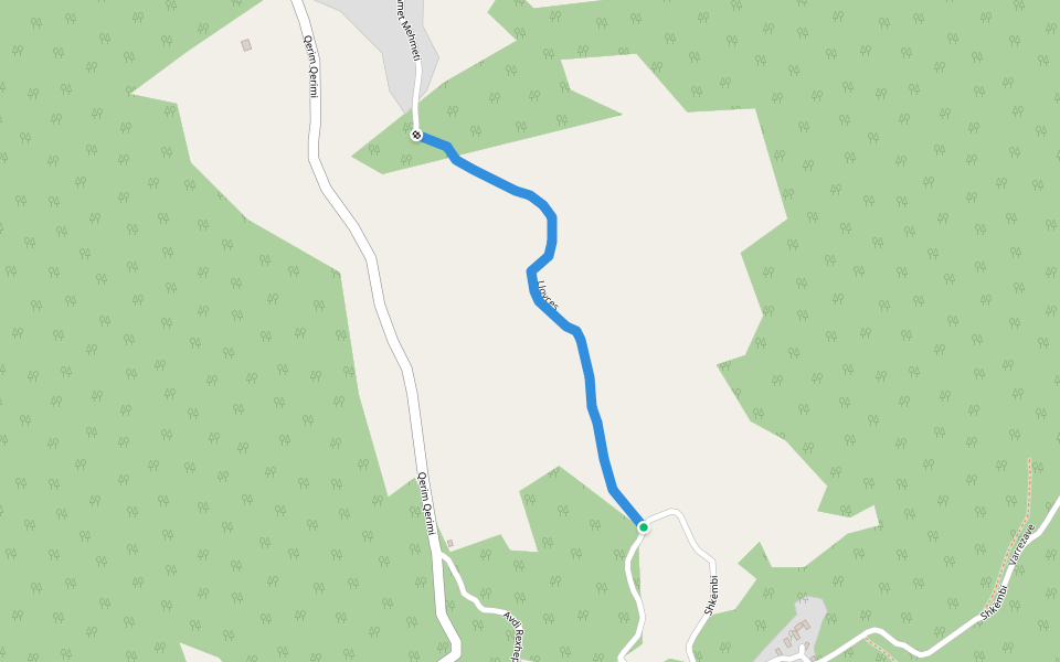 Llovces walking route map in Kokaj
