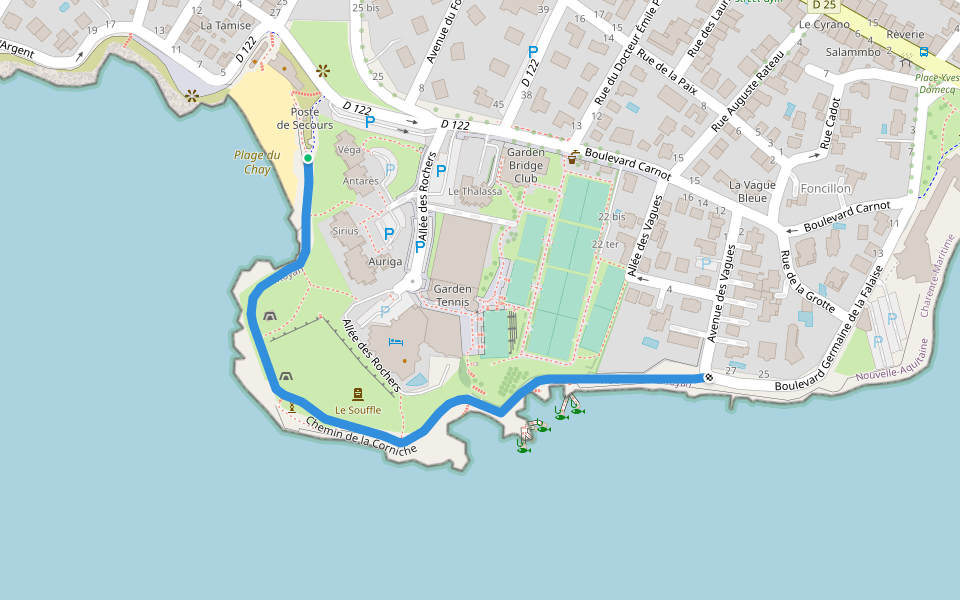 Chemin de la Corniche walking route map in Royan