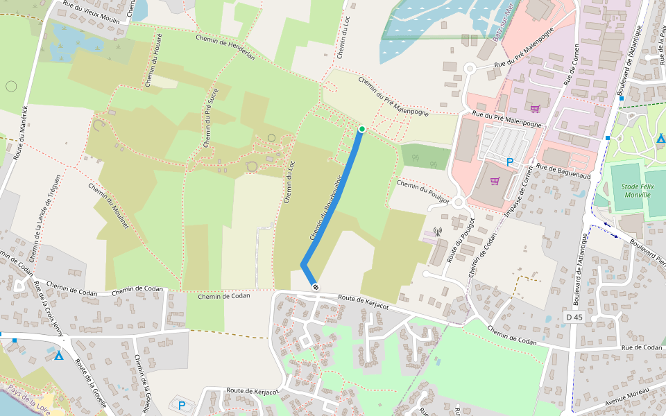Chemin du Bourbouilhic walking route map in Batz-sur-Mer
