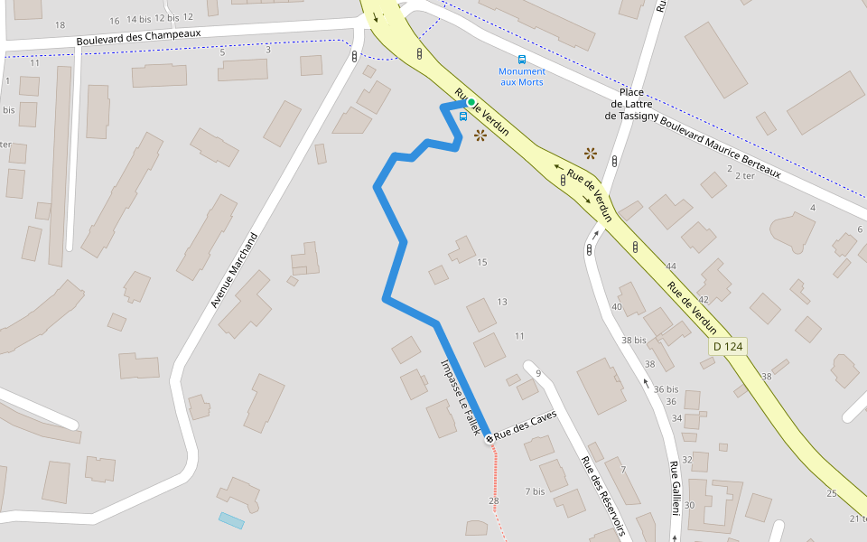 Impasse Le Fallek walking route map in Montmorency