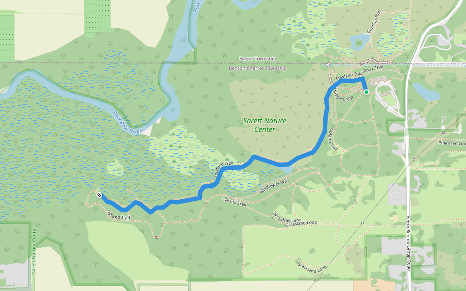 Lowland Trail walking route map in Benton Harbor