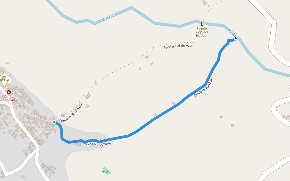 Sendero Yulxhaj walking route map in San Miguel Acatan