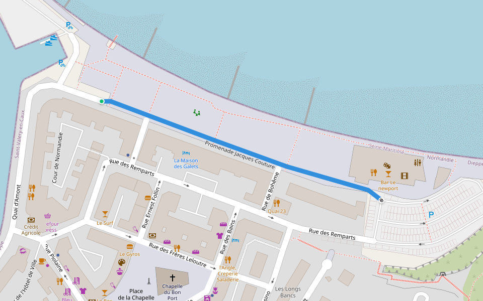 Promenade Jacques Couture walking route map in Saint-Valery-en-Caux