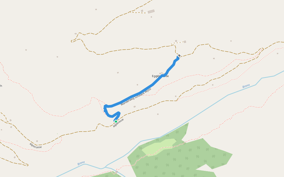 Wanderweg Schinere Wyssi walking route map in Binn