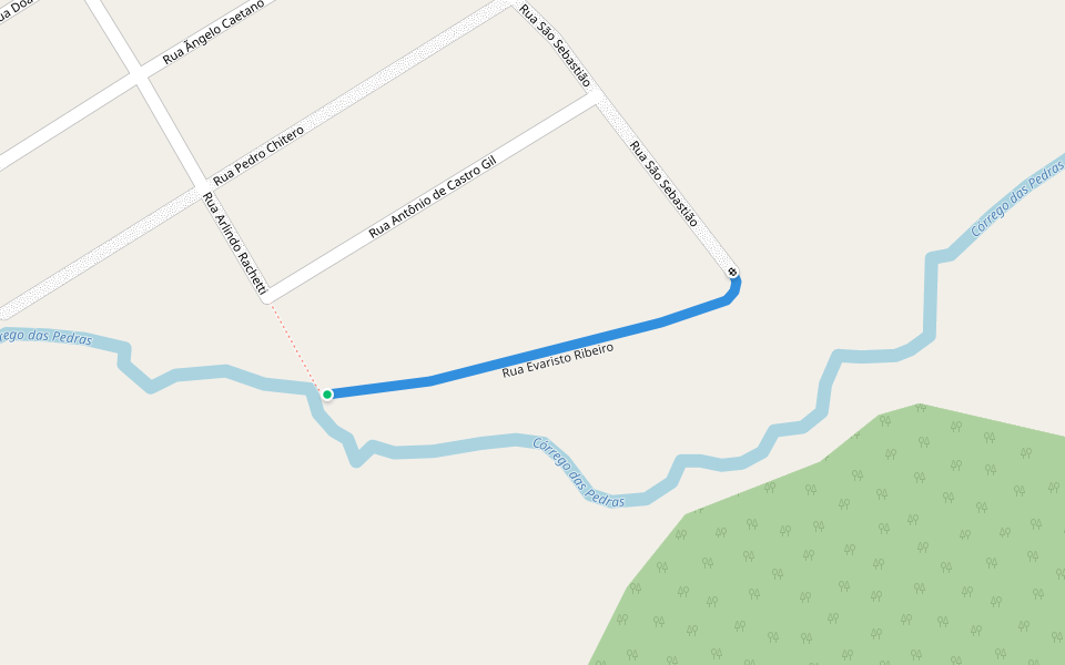 Rua Evaristo Ribeiro walking route map in Santa Rosa de Viterbo