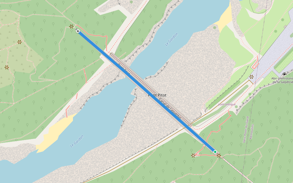 Canal de l'aqueduc walking route map in Vers-Pont-du-Gard