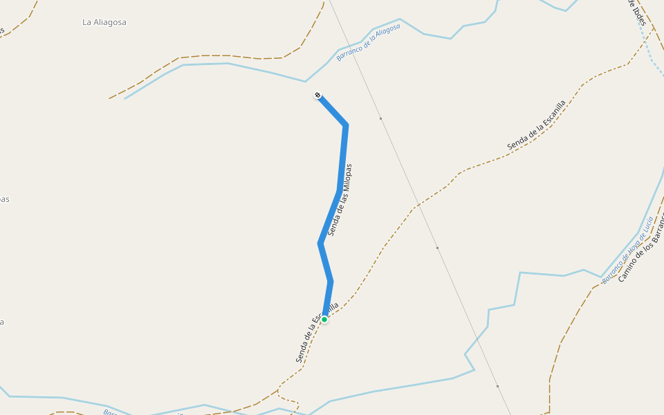 Senda de las Milopas walking route map in Godojos