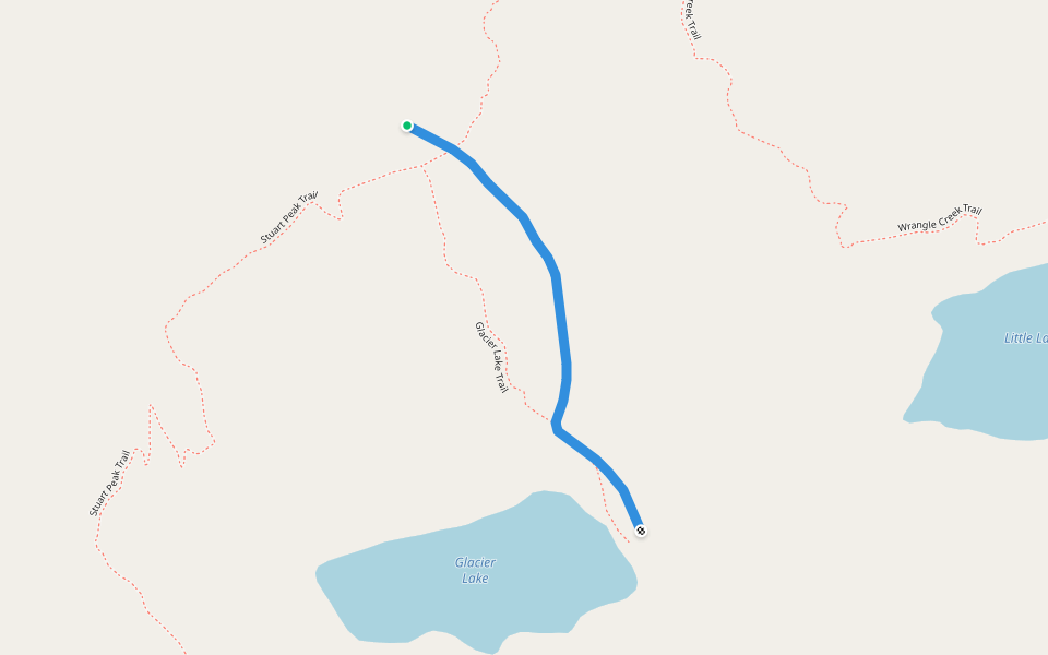 Glacier Lake Trail walking route map in Arlee