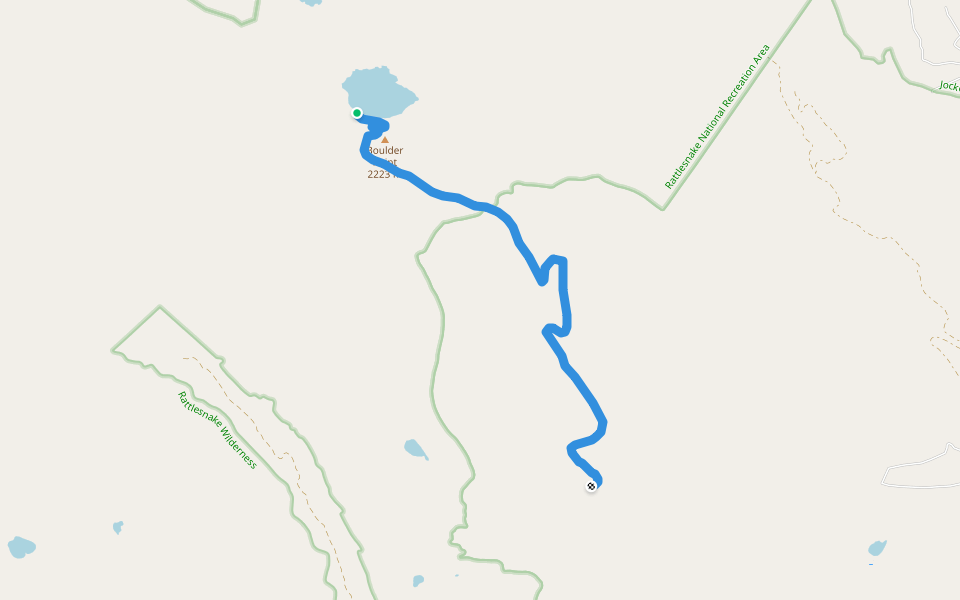 Boulder Lake Trail walking route map in Arlee