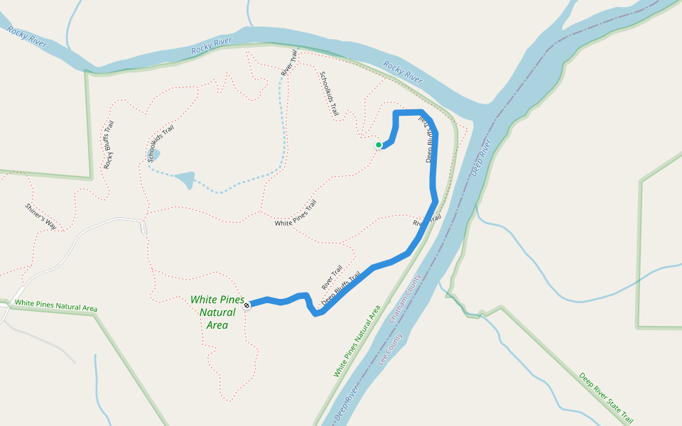 Deep Bluffs Trail walking route map in Sanford