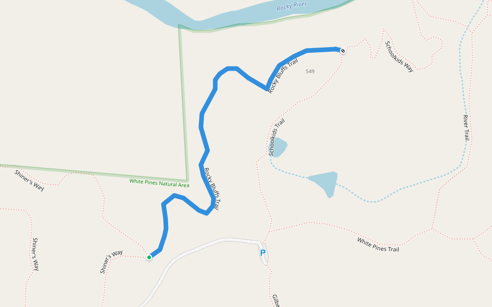 Rocky Bluffs Trail walking route map in Sanford