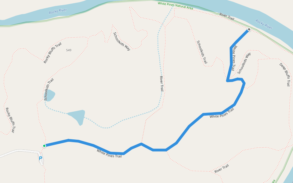 White Pines Trail walking route map in Sanford