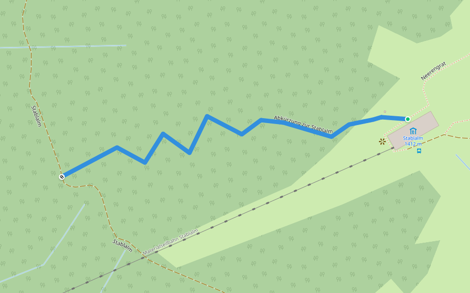 Abkürzung zur Stablalm walking route map in Elmen