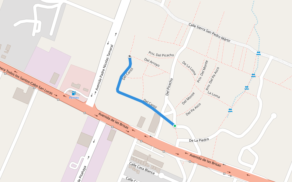 Del Cantil walking route map in Cabo San Lucas