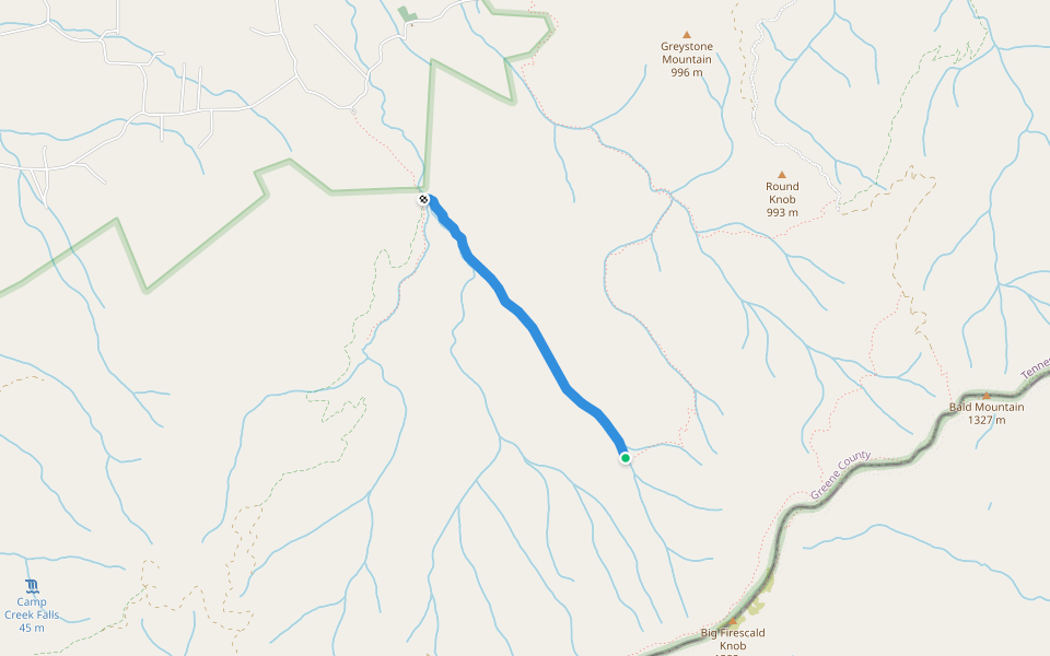 Phillips Hollow Trail walking route map in Greeneville