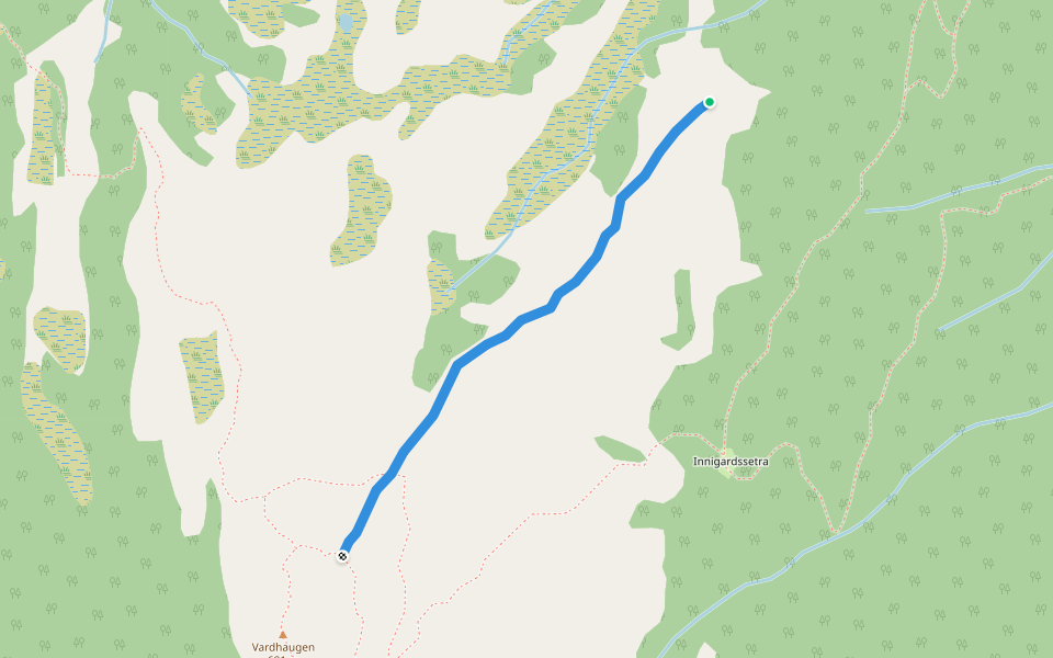 Langryggen walking route map in Handlarstuhamran