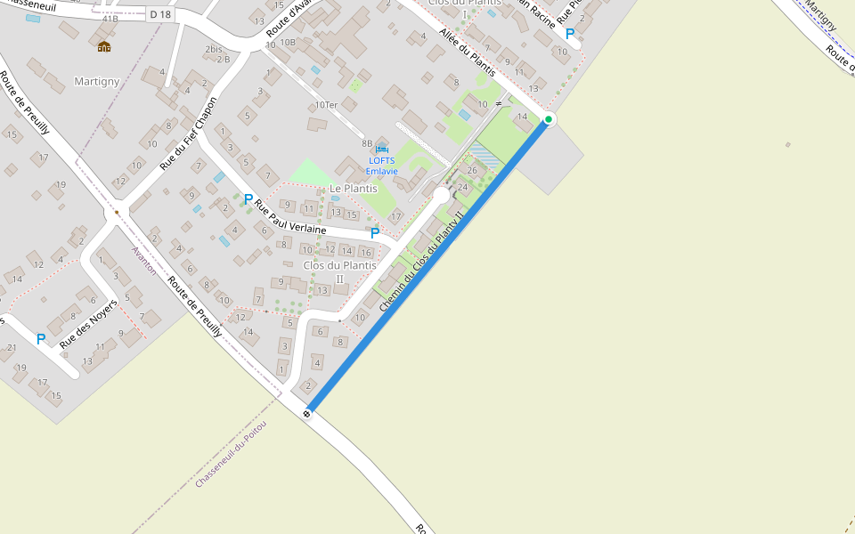 Chemin du Clos du Planty II walking route map in Chasseneuil-du-Poitou