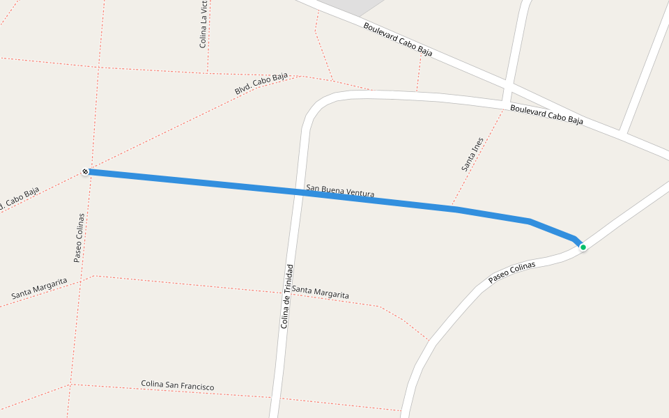 San Buena Ventura walking route map in Cabo San Lucas