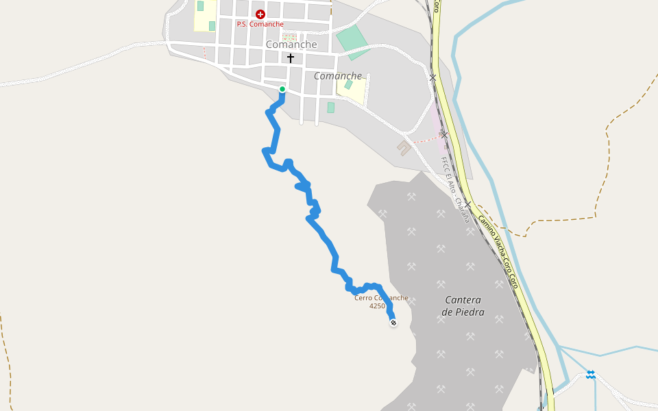 Camino al Cerro Comanche walking route map in Comanche