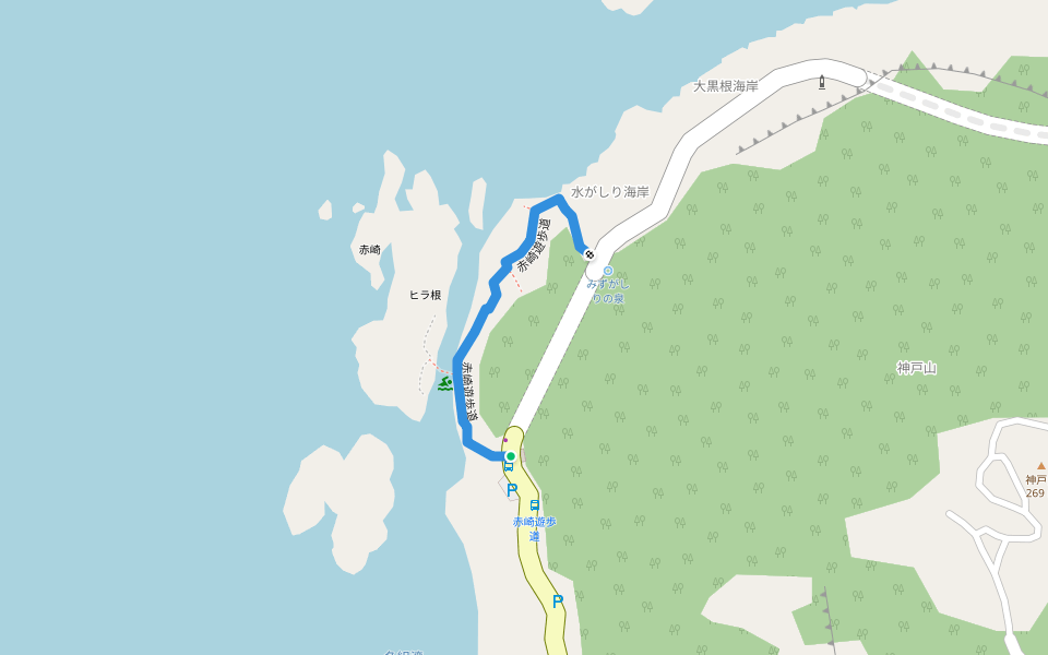 赤崎遊歩道 walking route map in Kozushima Village