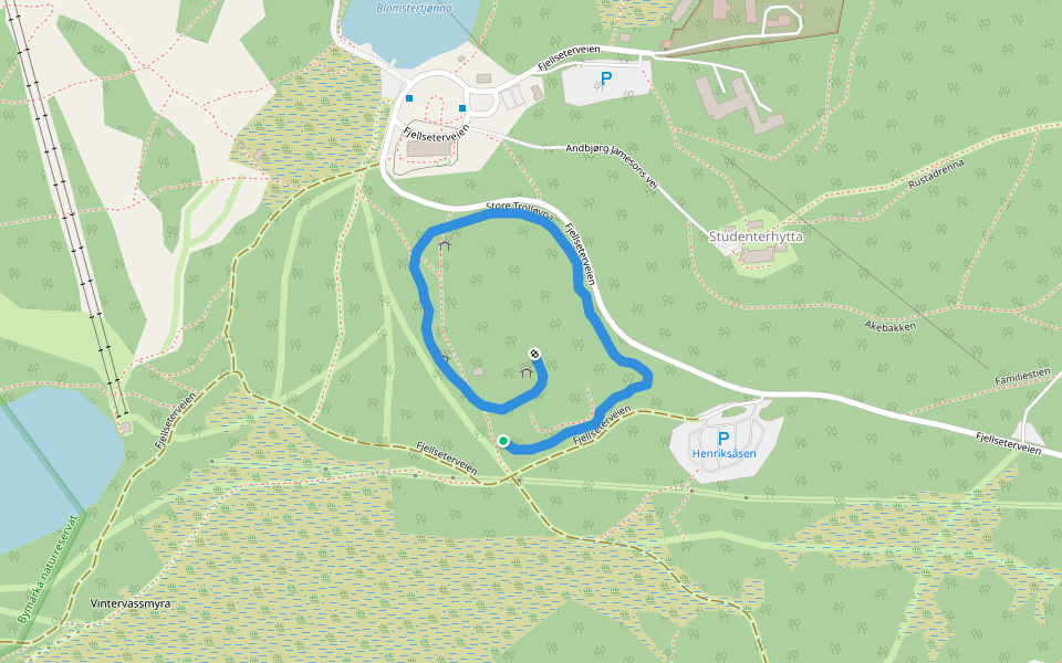 Store Trolløypa walking route map in Lian