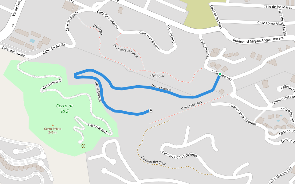 De La Cuesta walking route map in Cabo San Lucas