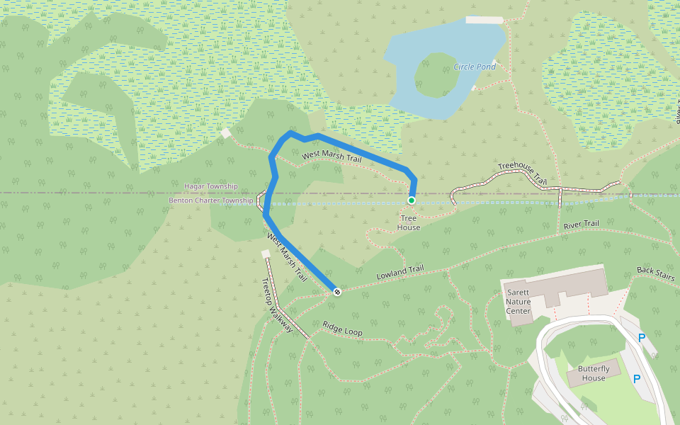 West Marsh Trail walking route map in Benton Harbor