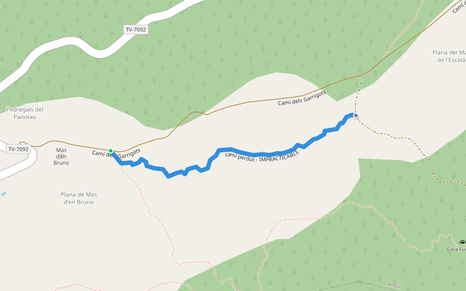 camí perdut - IMPRACTICABLE walking route map in Arbolí
