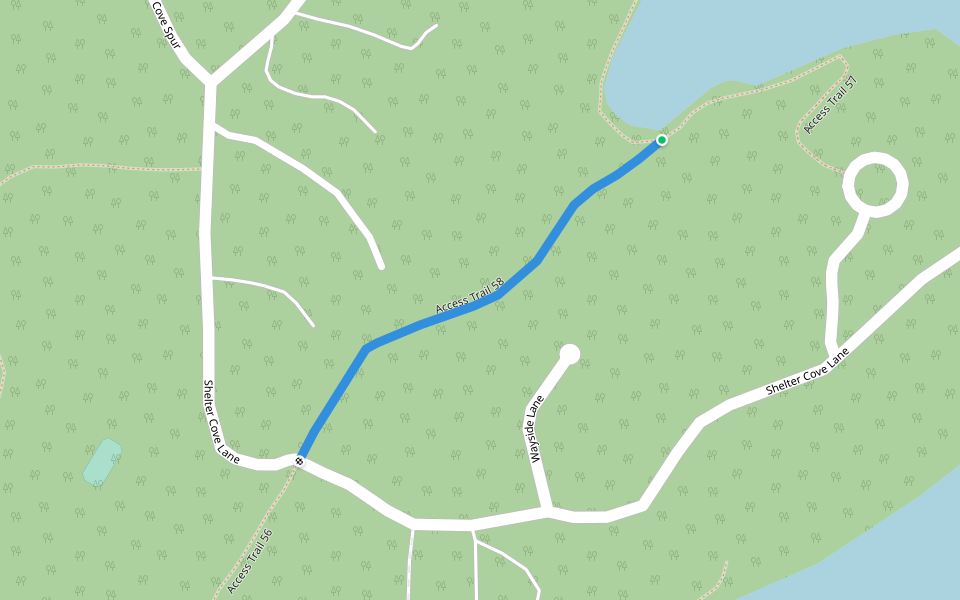 Access Trail 58 walking route map in Lake Arrowhead