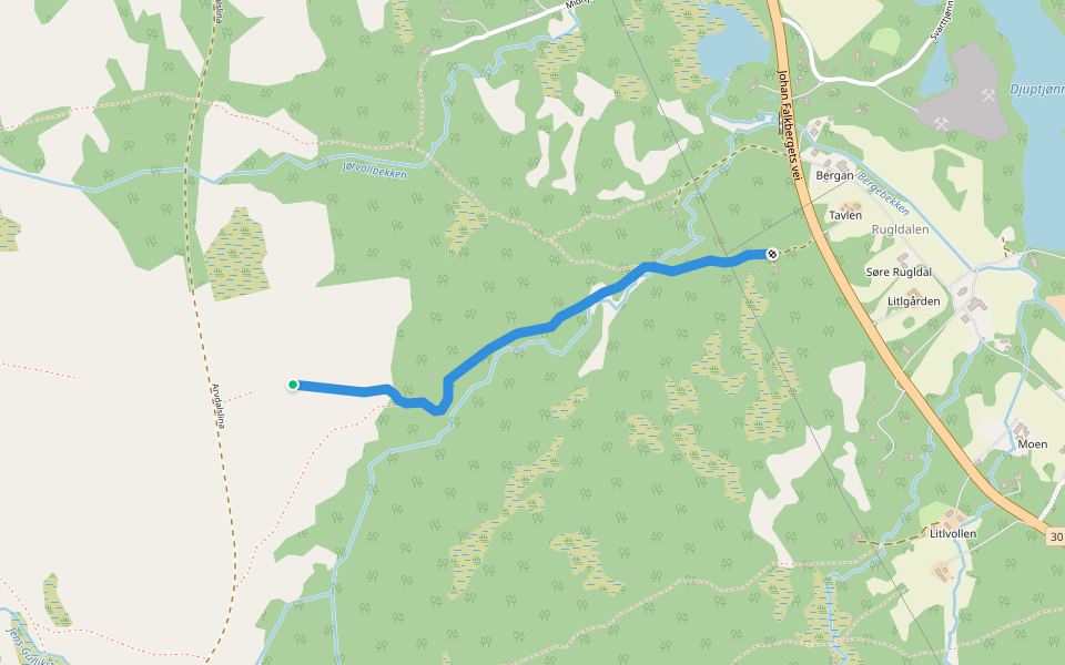 Brattbakkveien walking route map in Glåmos