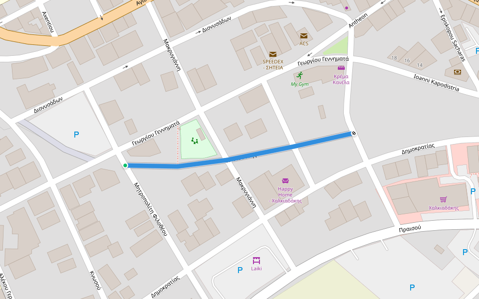 Δικαιoσύνης walking route map in Sitia