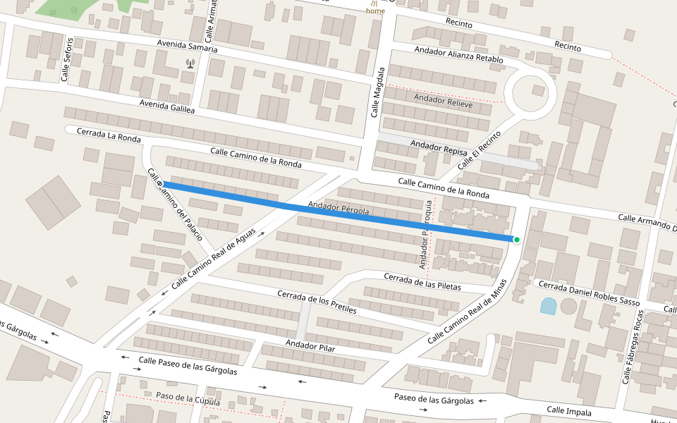 Andador Pérgola walking route map in Tuxtla Gutiérrez