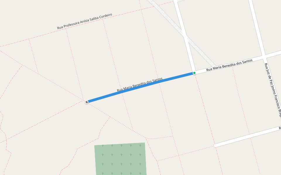 Rua Maria Benedita dos Santos walking route map in Buritizeiro