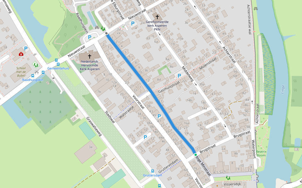 Minstraat walking route map in Asperen
