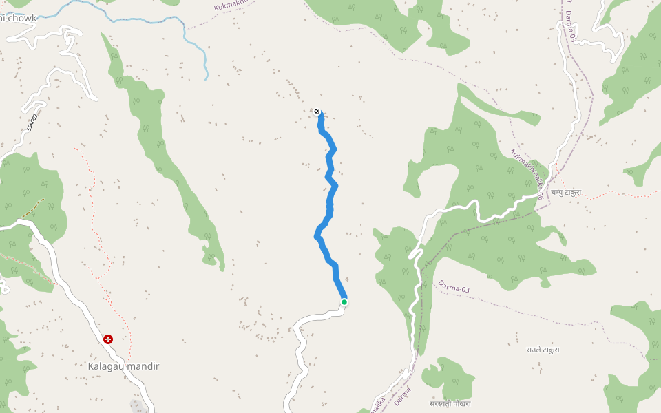 Seragaun to amredada walking route map in Badagaun