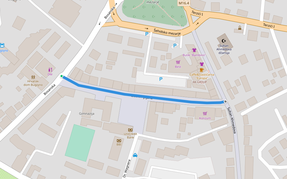 Zlatnih ljiljana walking route map in Bugojno