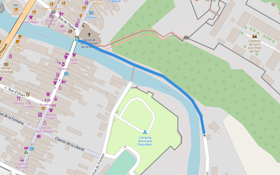 Allée d'Eiheraberri walking route map in Saint-Jean-Pied-de-Port