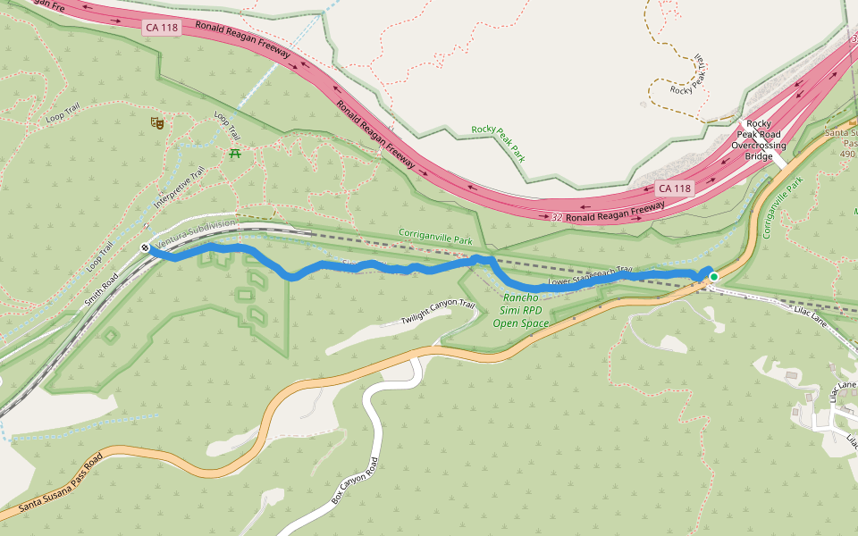 Stagecoach Trail walking route map in Simi Valley