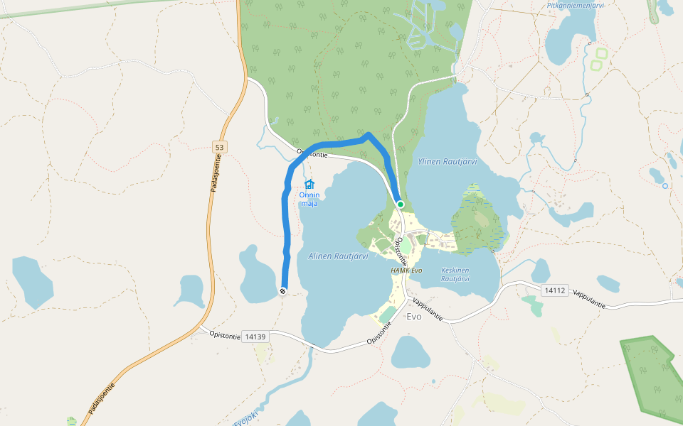 Metsätaitorata walking route map in Hämeenlinna