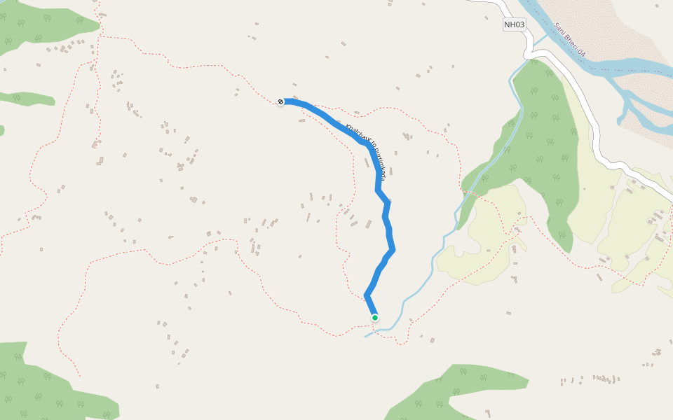 Khalchaur to purtimkada walking route map in Manma
