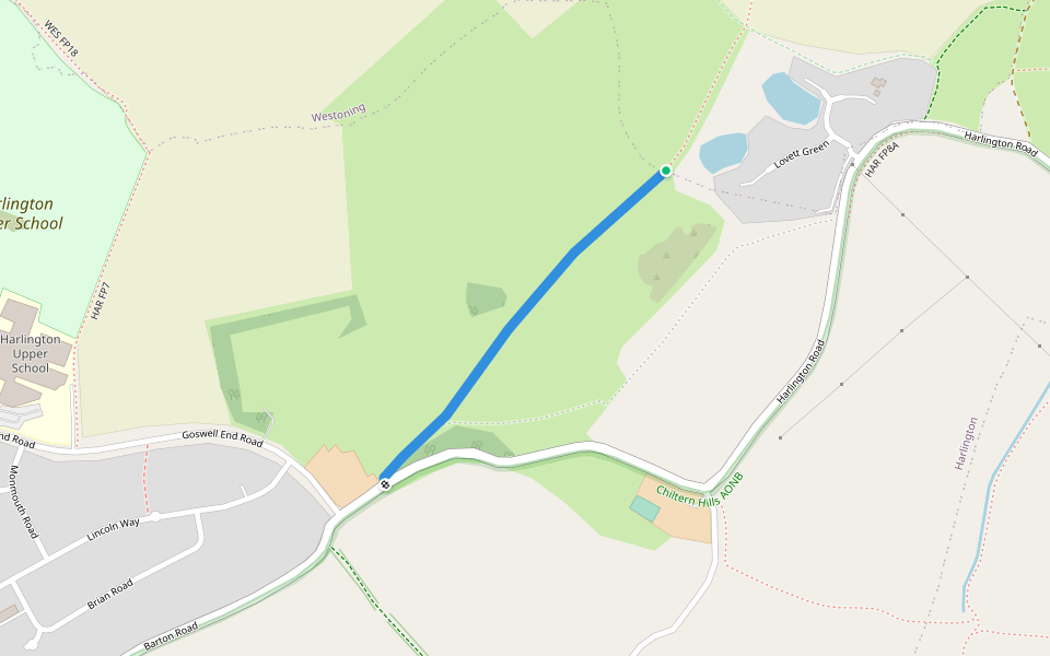HAR FP14 walking route map in Sharpenhoe