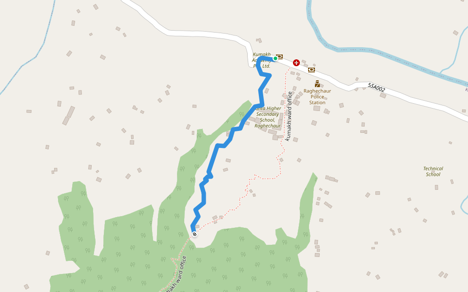 Ragechaur to marmaparikanda walking route map in Marmaparikhanda