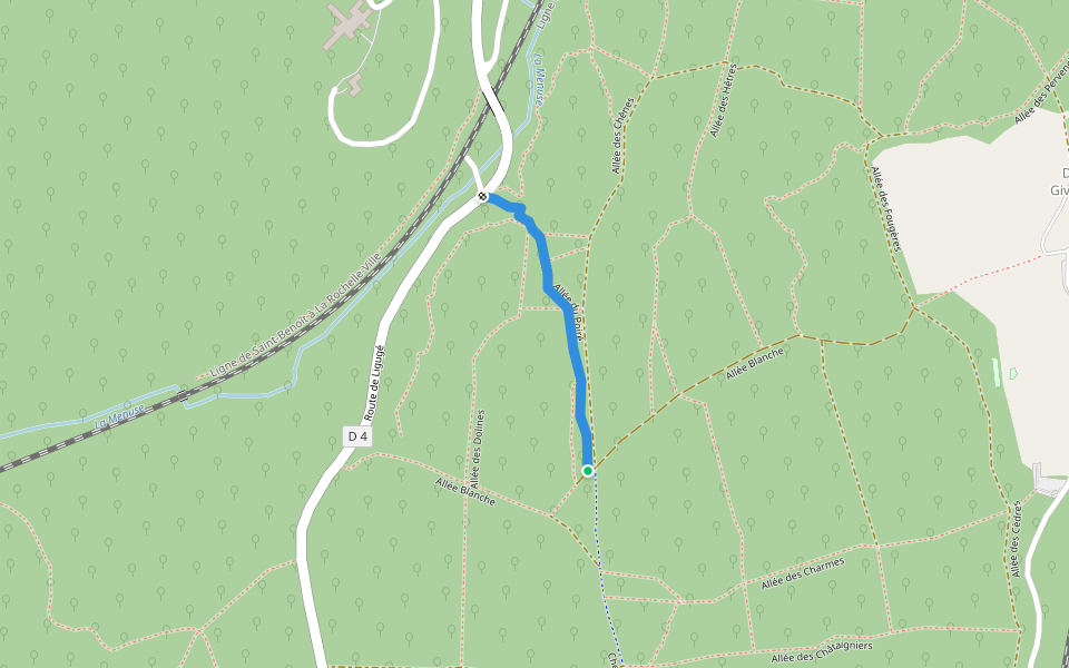 Allée du Poiré walking route map in Ligugé