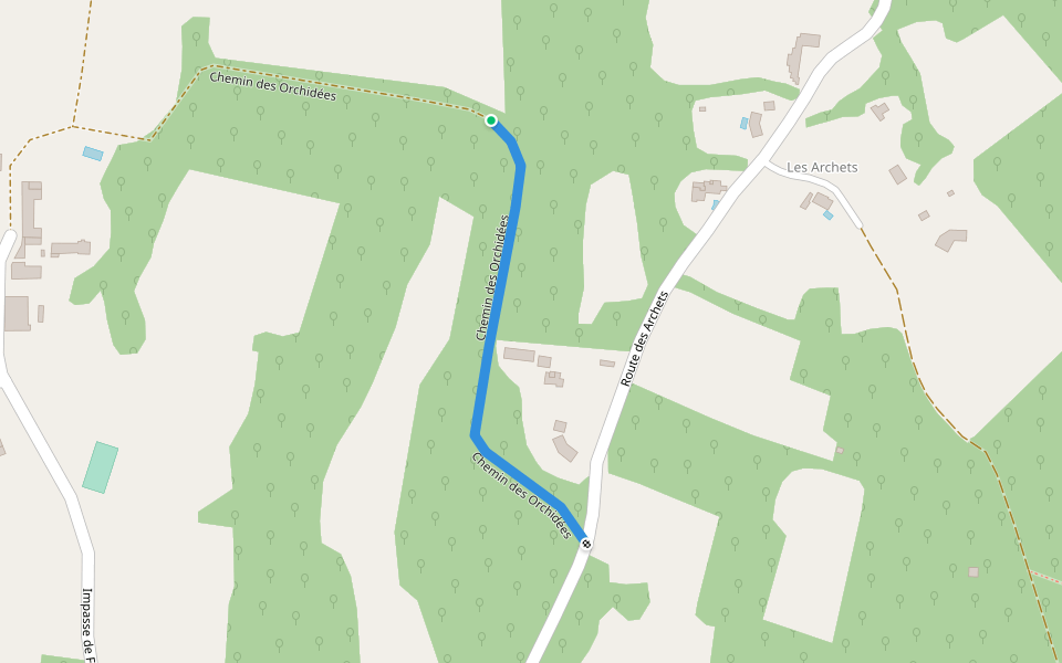 Chemin des Orchidées walking route map in Queyssac