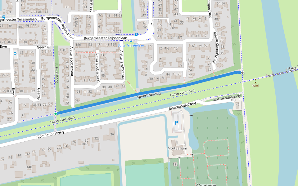 Spoorbrugweg walking route map in Waalwijk