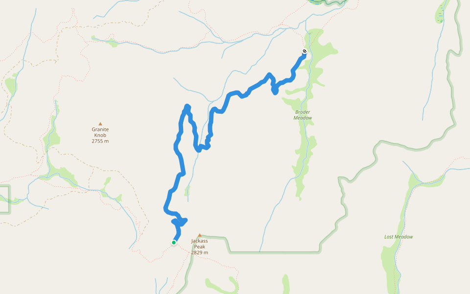 Jackass Peak Trail walking route map in Inyokern